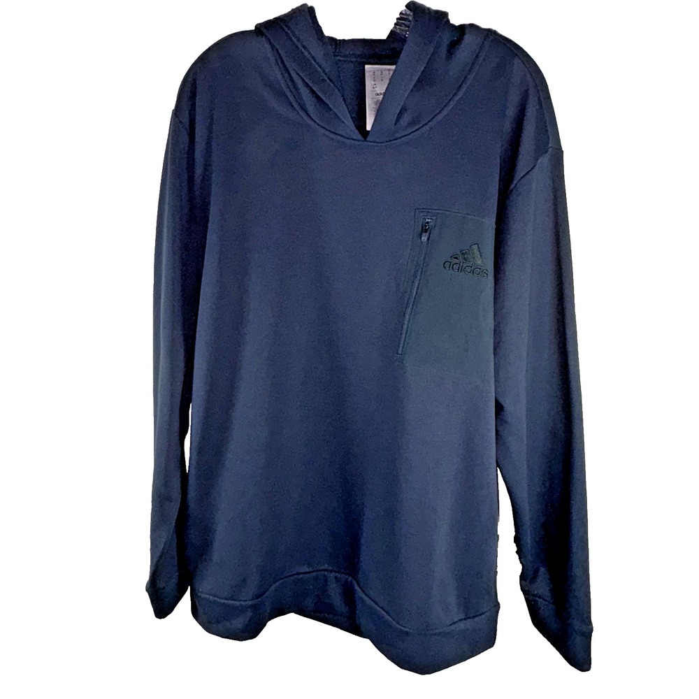 Adidas Men's‎ Pullover Hoodie Black XL Zip Pocket Athletic Streetwear